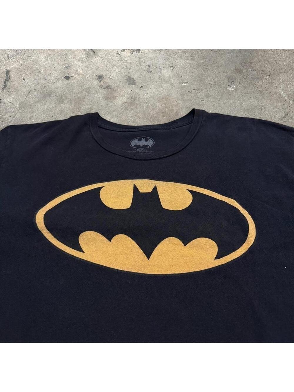 Vintage Batman Logo T-Shirt Men's XL Black Graphic Tee DC Comics
